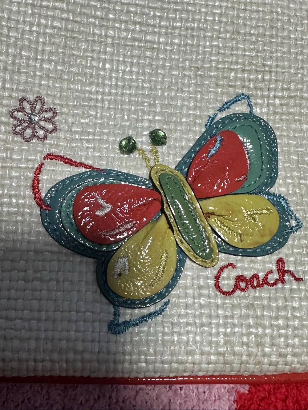 Coach Y2K Butterfly Appliqué Straw Wristlet - Picture 7 of 7
